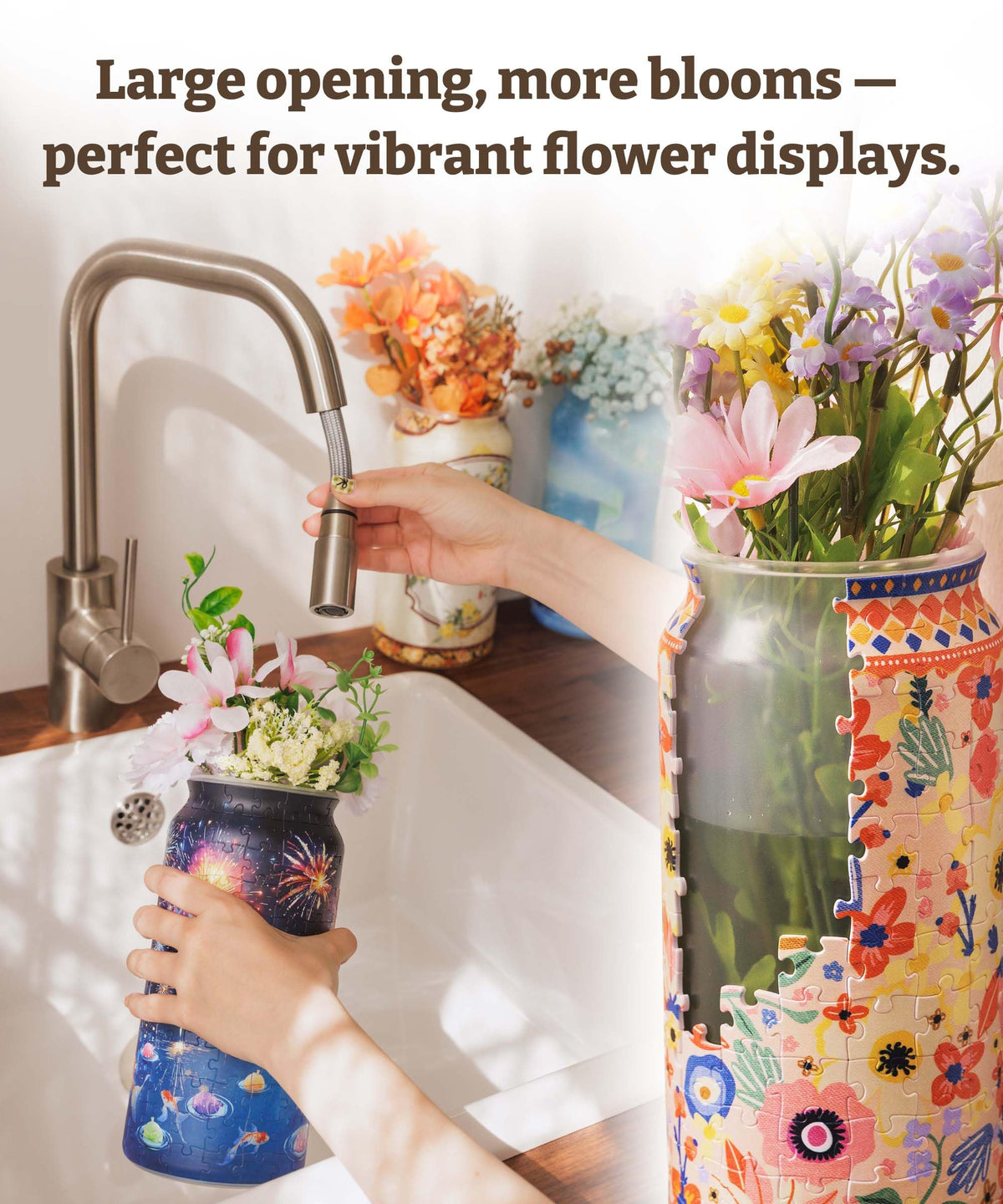 PieceRelax Unique flower container brightens shelves and tabletops.