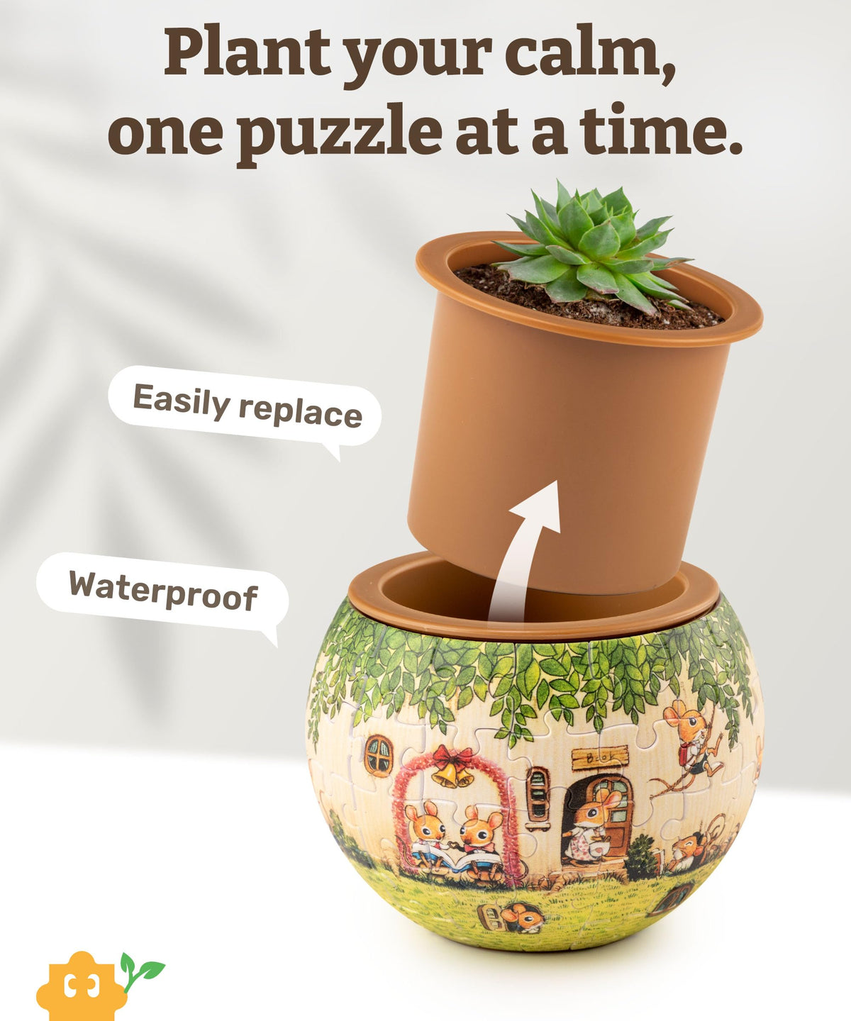 PieceRelax flowerpot features drip tray for clean watering.