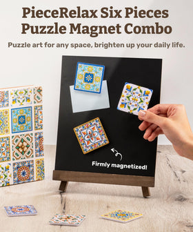 PieceRelax magnet puzzle six-pattern interlock ensures sturdy assembly without glue.