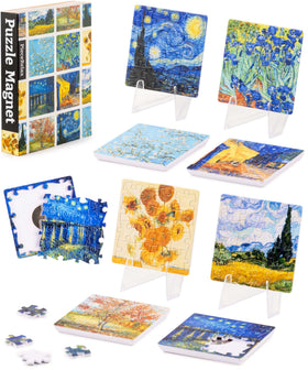 PieceRelax magnet puzzle Van Gogh palette visuals for stylish fridge decor.
