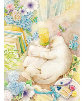 PieceRelax PieceClicks puzzle image with Jina cat for calming, mindful play.
