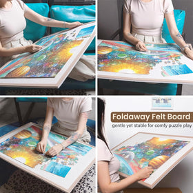 Piecevana jigsaw board folds flat for space-saving storage