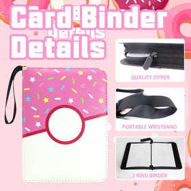 Piefectpie pink donut binder inside sleeves displaying 50 removable pages