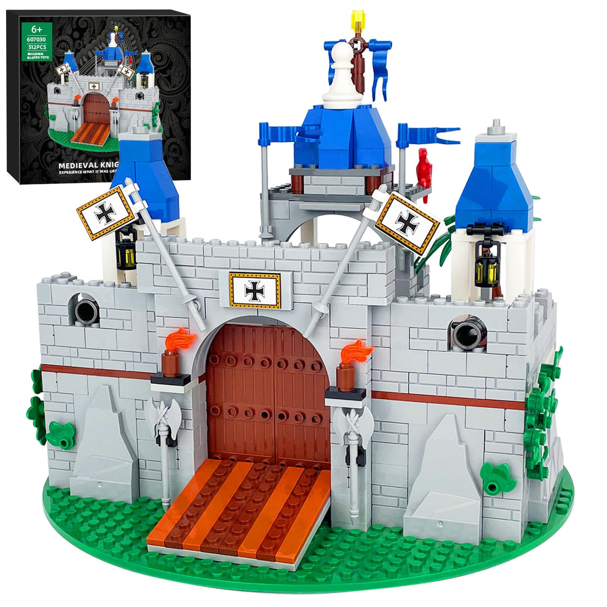 Piegricdiat medieval knight castle assembly shows detailed towers for immersive play and display.