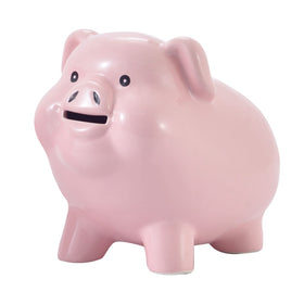 Pig World ceramic piggy bank front view shows durable, stylish savings for the home