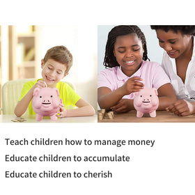 Pig World ceramic piggy bank on shelf demonstrates durability and packaging