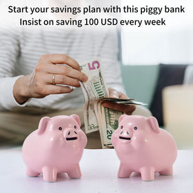 Pig World ceramic piggy bank side profile highlights elegant shape for decor