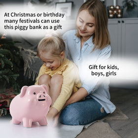 Pig World ceramic piggy bank top view emphasizes capacity for coins