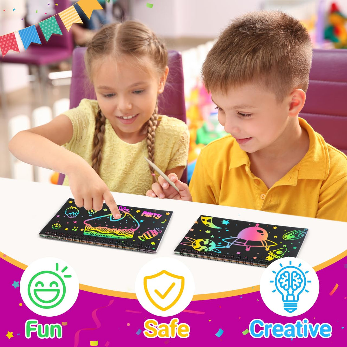 Pigipigi Kids holiday decor scratch art—decorate with colorful designs.
