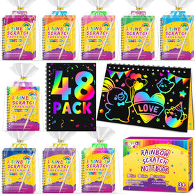 Pigipigi Kids rainbow scratch notebooks—48-pack, colorful pages for creative play.