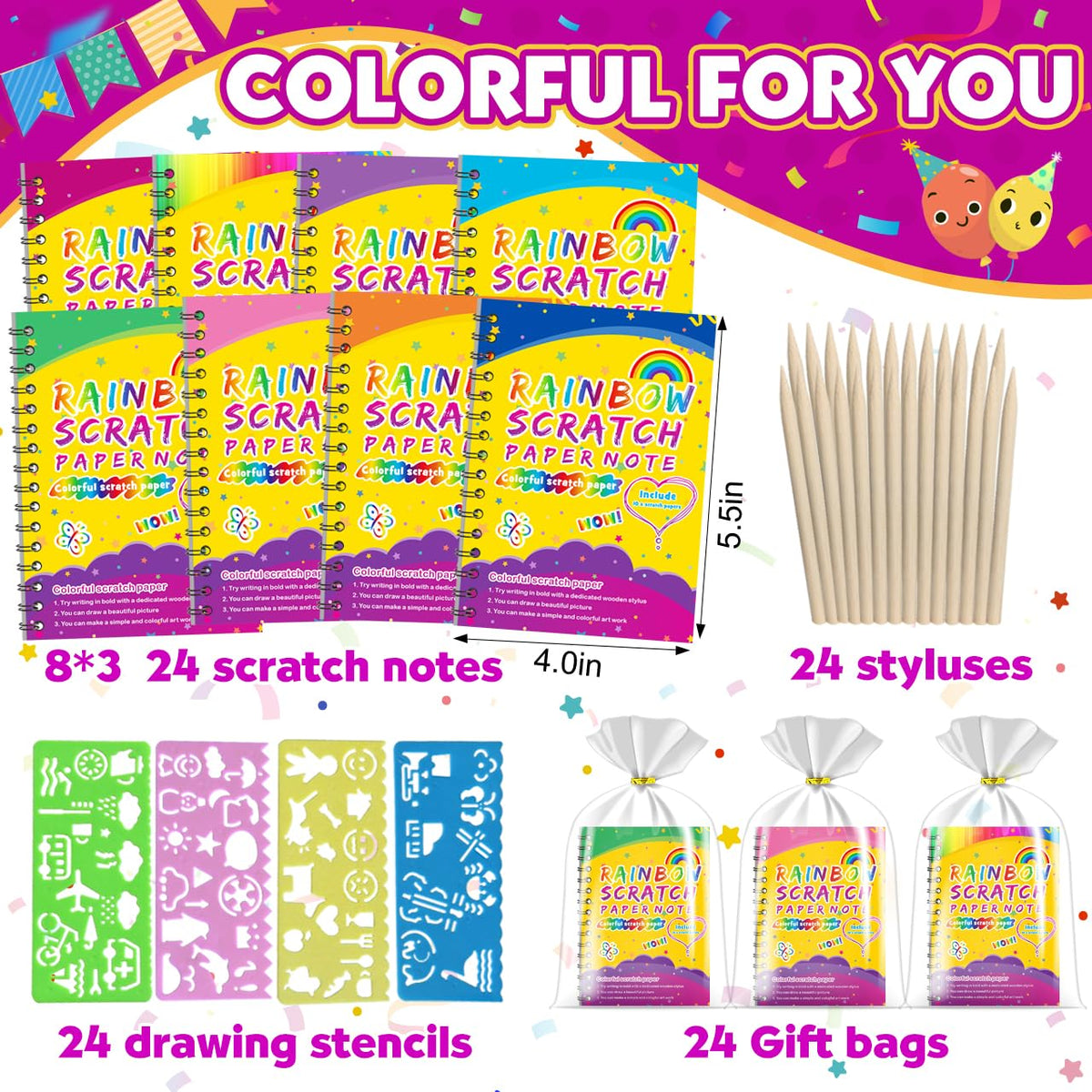 Pigipigi Kids scratch-art stylus pens for smooth rainbow reveals