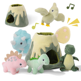 PIIKAGO My Little Volcano with five plush dinosaurs inside the cozy volcano for imaginative play.