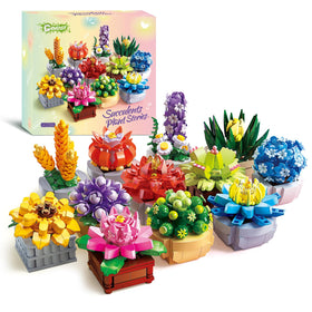 PIKARO Flowers Succulents Building Sets with 12 tiny plants for vibrant home decor