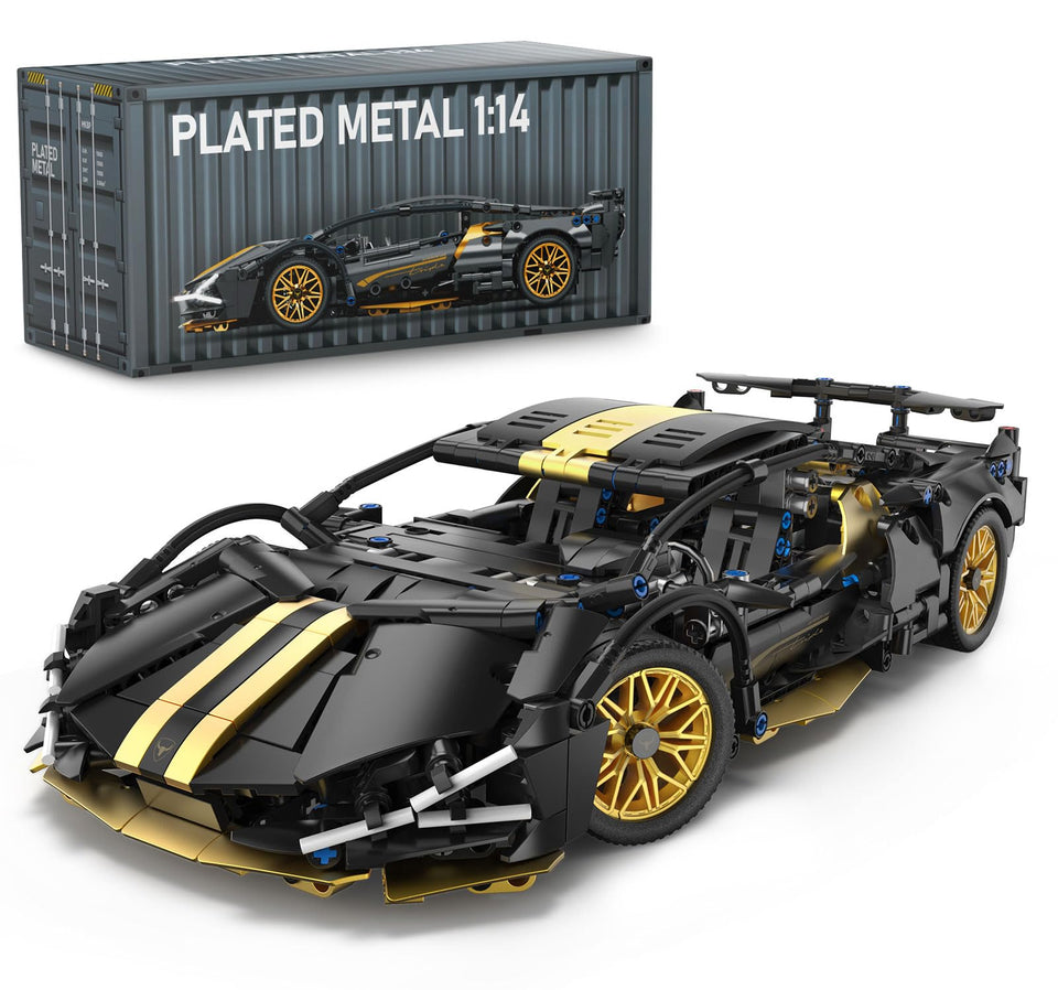 PIKARO sports car building set kit contents with 1,309 pieces for adults and teens.