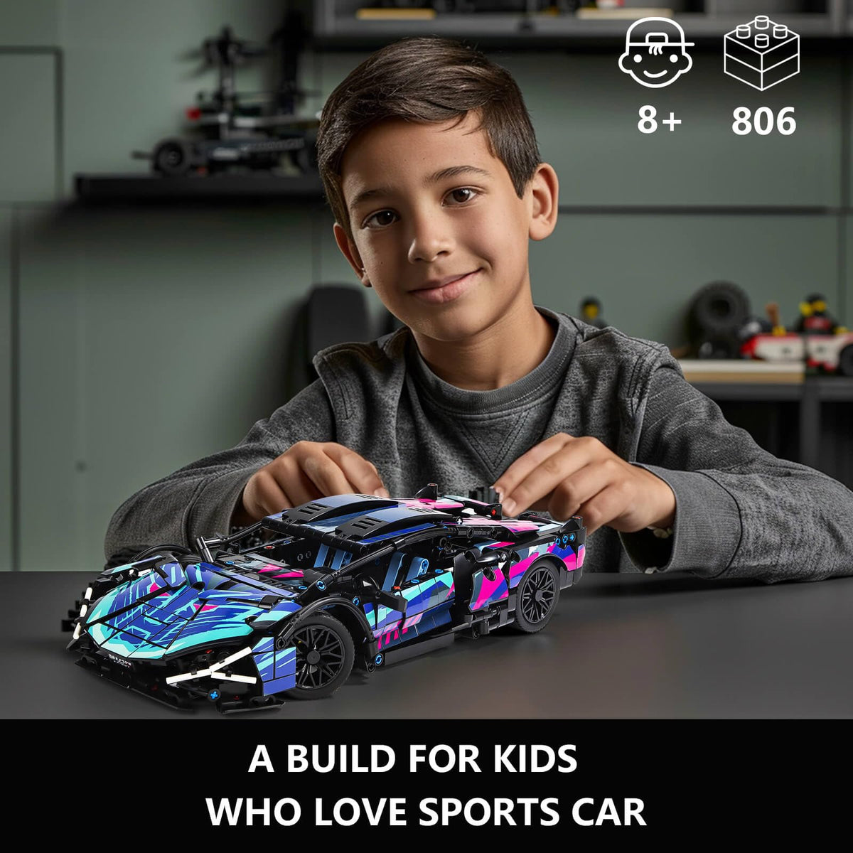 PIKARO race car with open scissor doors offers dramatic reveal.