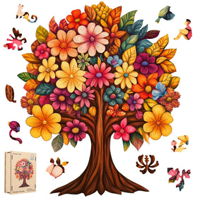 Pikoqunc Tree of Life puzzle with colorful flowers for mindful leisure.