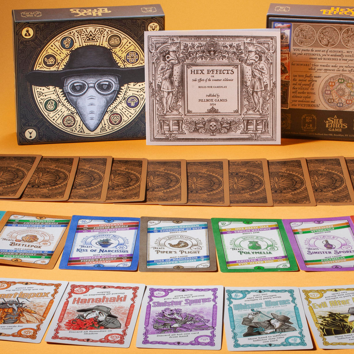 Pillbox Games Hex Effects game-night setup ready in minutes for quick fun.