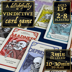 Pillbox Games Side Effects disorder cards displayed during play create tense decisions.