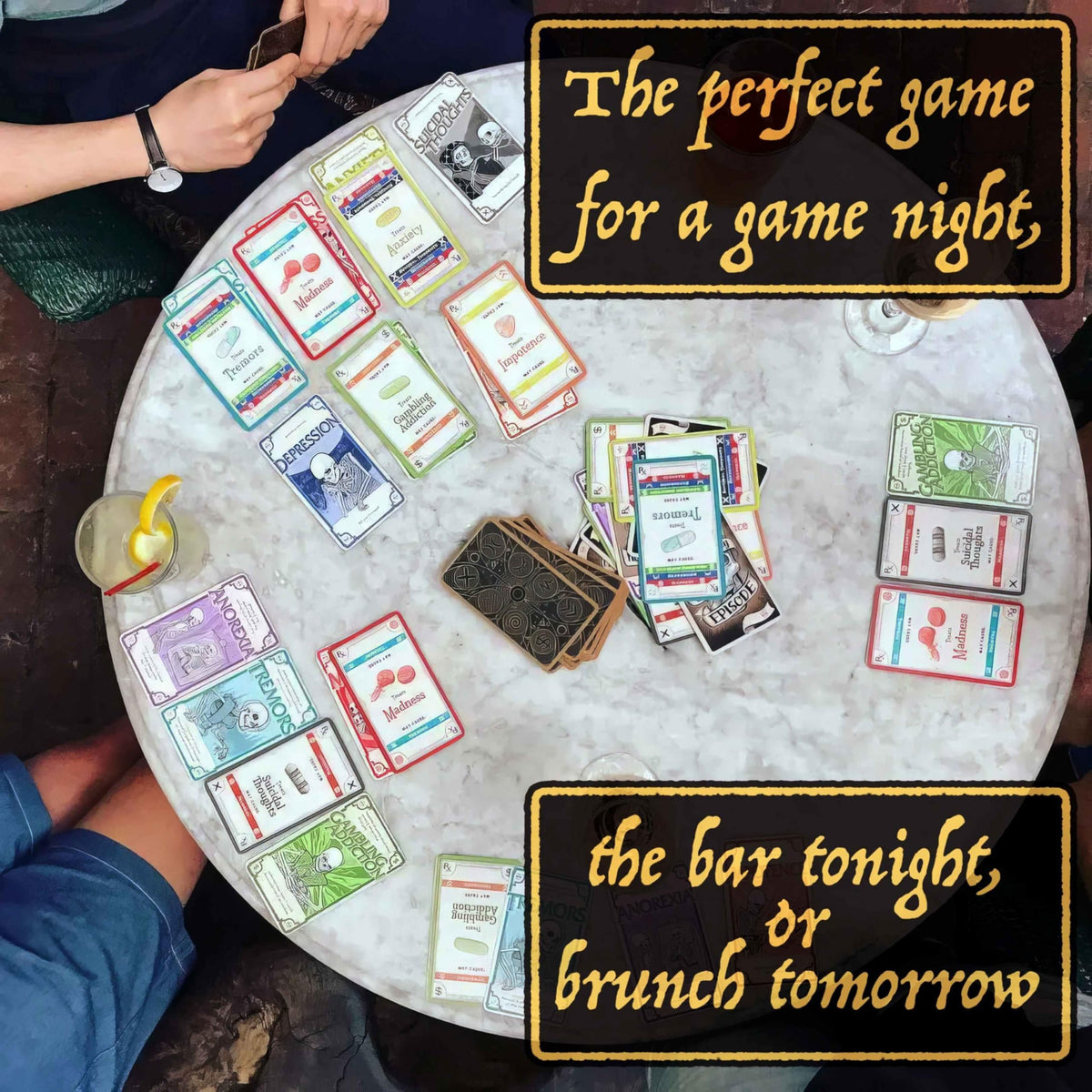 Pillbox Games Side Effects players around a table enjoy dynamic interaction.