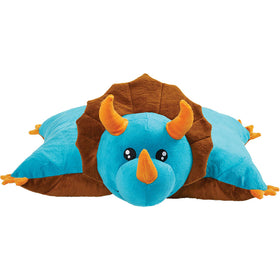 Pillow Pets blue dino enjoys TV time while adding playful room decor.