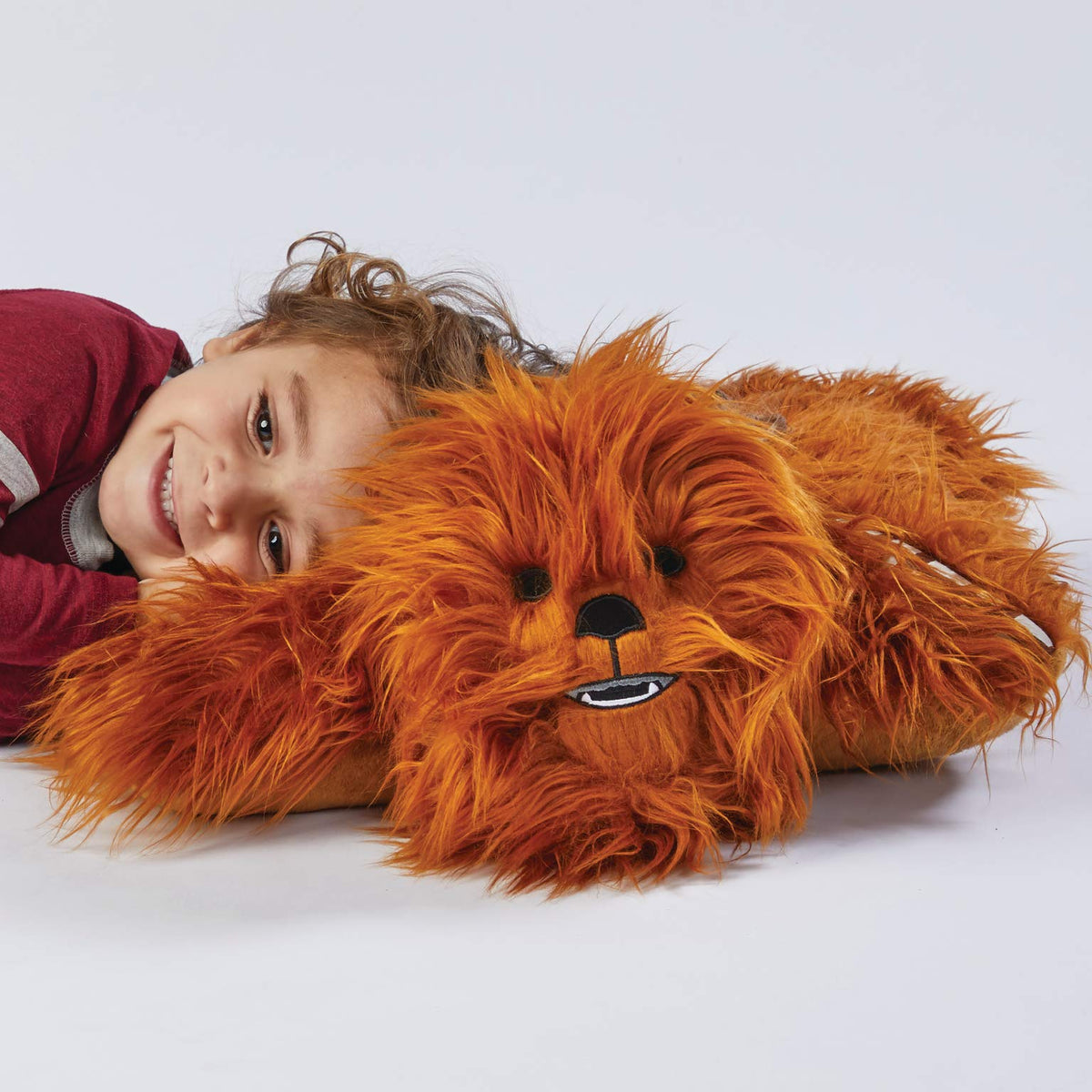 Chewbacca Pillow Pets transforming into a pillow for travel