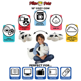 Pillow Pets Cozy Cow velcro belly for quick plush-to-pillow switch.