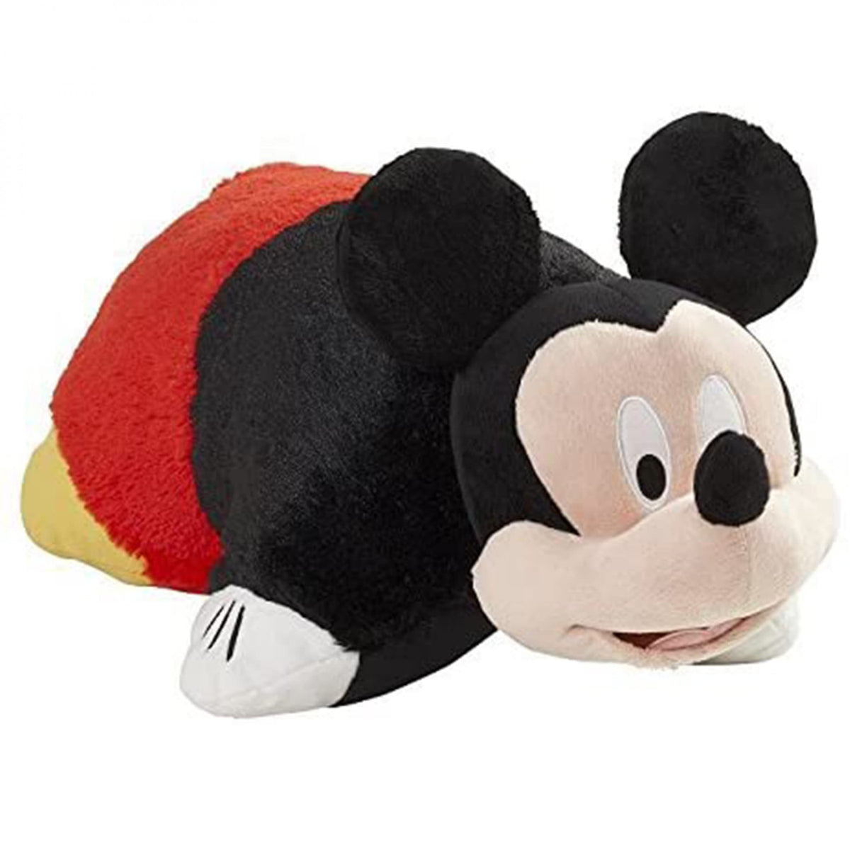 Pillow Pets Disney Mickey Mouse 16-inch pillow, a plush that unfolds into a cozy travel pillow.