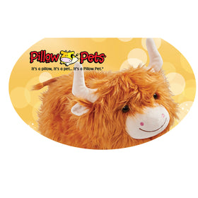 Pillow Pets Highland Cow eyes and smile detail, inviting gentle play and affection.