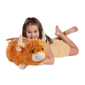 Pillow Pets Highland Cow pillow form, doubles as a cozy sleeping pillow.