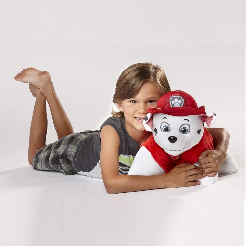 Marshall Paw Patrol plush unfolds to a pillow, great for naps.