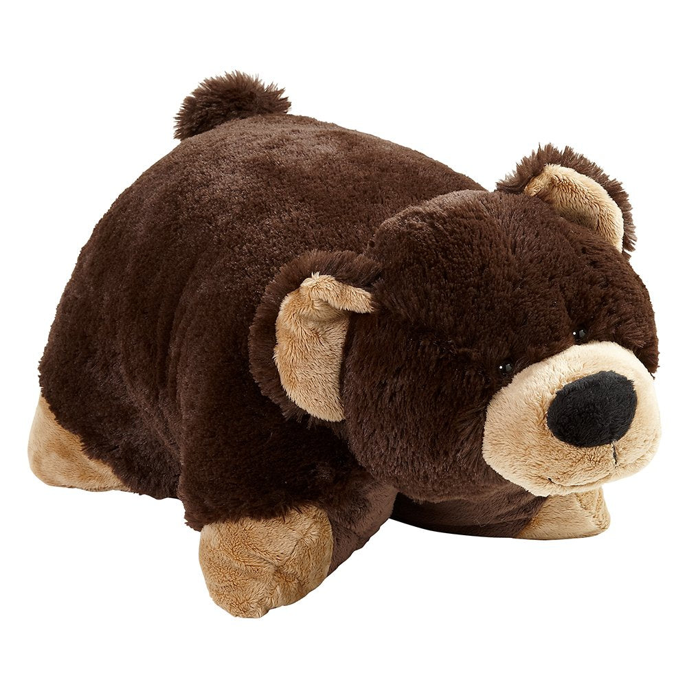 Pillow Pets Mr. Bear opens to an 18-inch pillow for naps.
