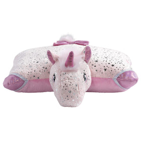 Pillow Pets Originals Sparkly Pink Unicorn belly-to-pillow transition supports cozy naps.