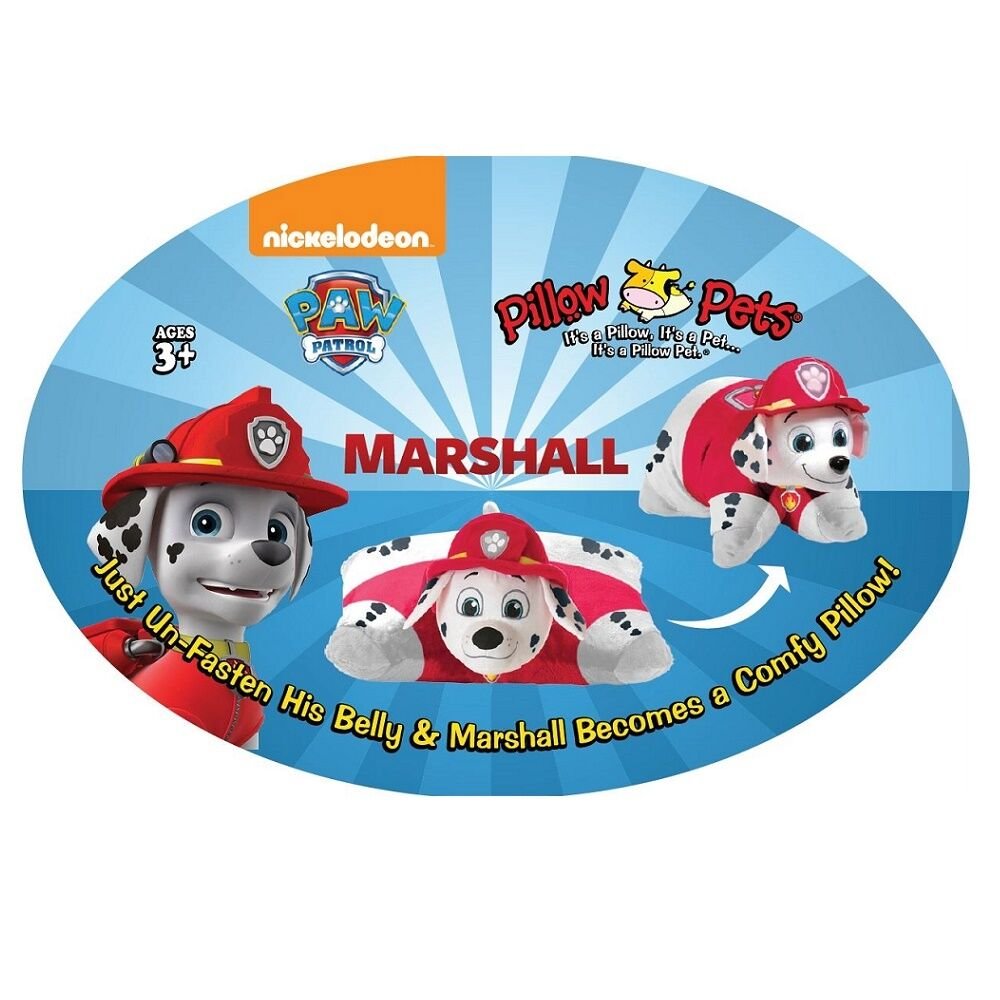 Travel-friendly Pillow Pets Marshall, compact and easy to pack for car trips.