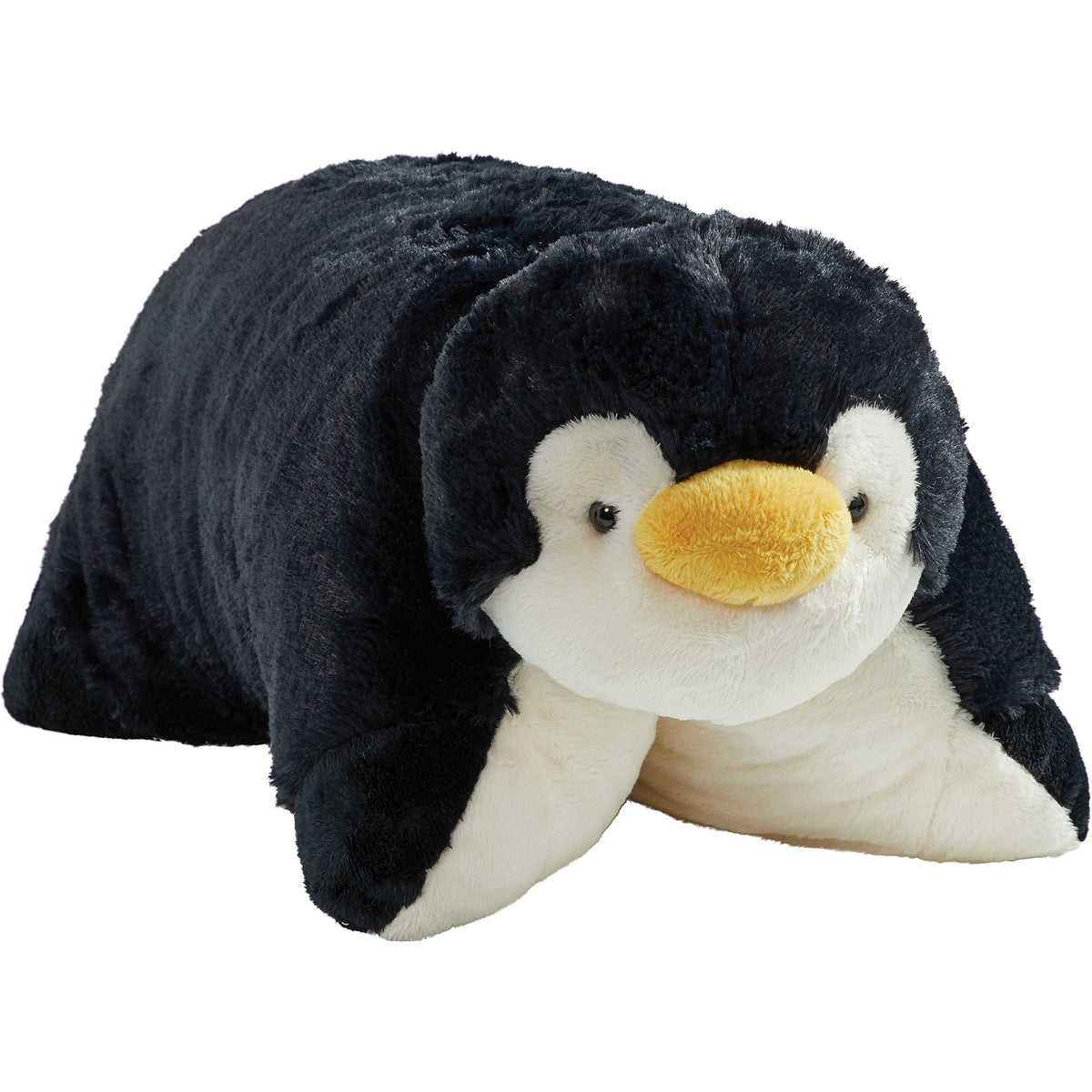 Pillow Pets Playful Penguin plush front view, cuddly toy for imagination and naps.