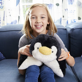 Pillow Pets Playful Penguin washable chenille texture stays soft.
