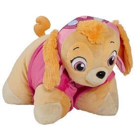 Pillow Pets Skye close-up shows soft chenille fabric and licensed Nickelodeon details.