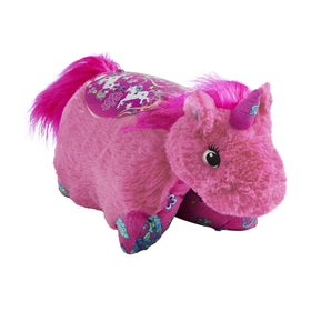 Close-up of Pillow Pets Sleeptime Lite pink unicorn chenille fabric