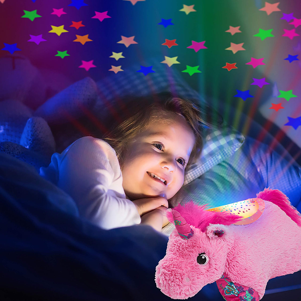Pillow Pets Sleeptime Lite pink unicorn nightlight glowing softly