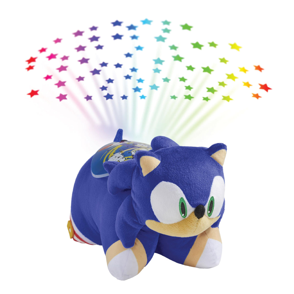 Pillow Pets Sonic Sleeptime Lite blue chenille plush offers cozy bedtime companionship.