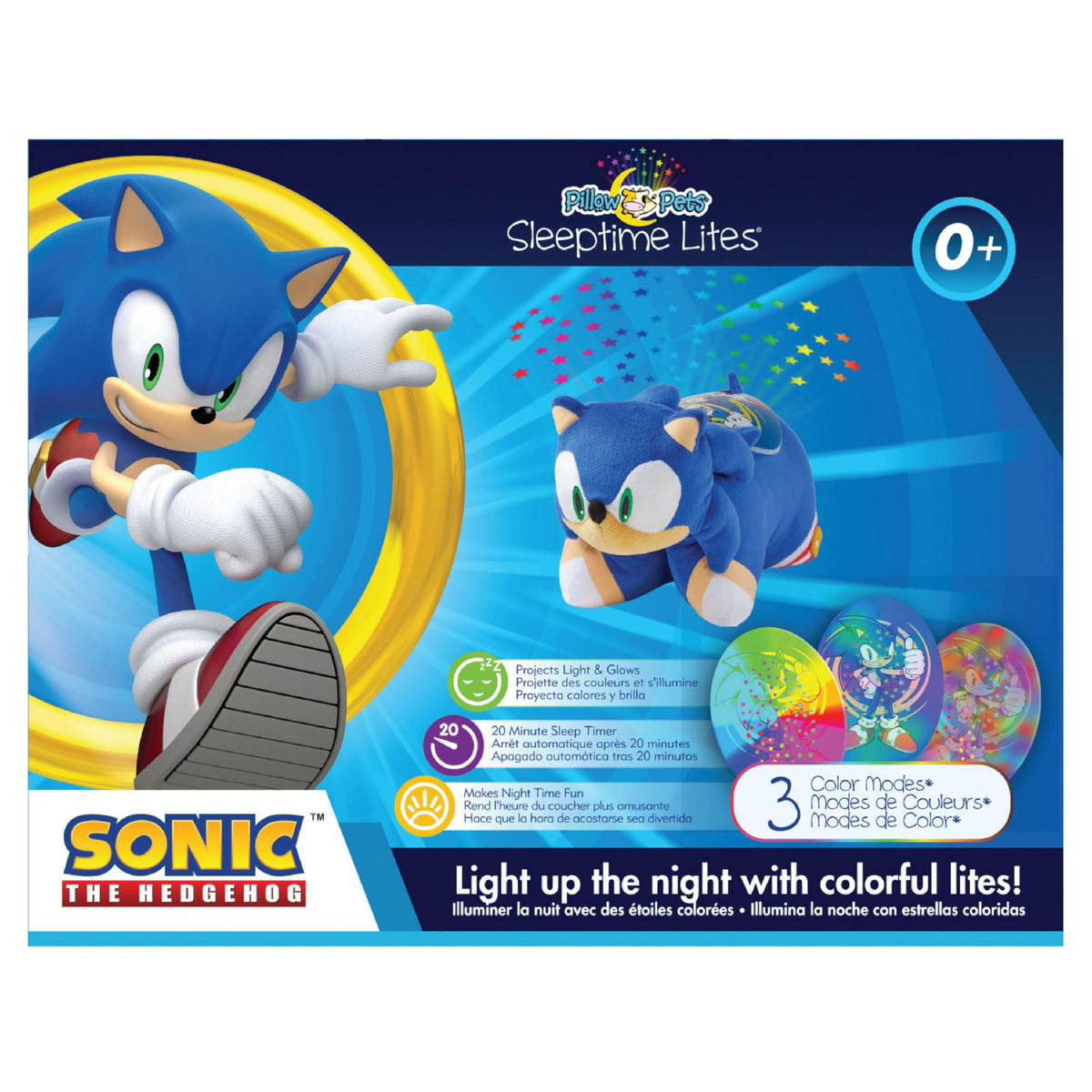 Travel-friendly Sonic Sleeptime Lite design with familiar character for on-the-go comfort.