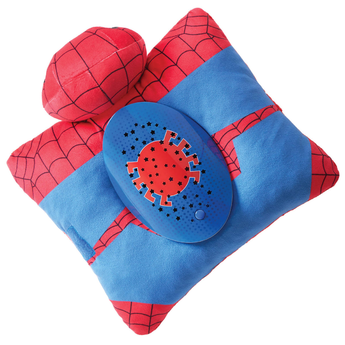 Pillow Pets Spider-Man Sleeptime Lite uses soft chenille fabric for cozy daytime cuddling.