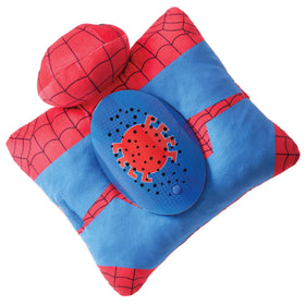 Pillow Pets Spider-Man Sleeptime Lite uses soft chenille fabric for cozy daytime cuddling.