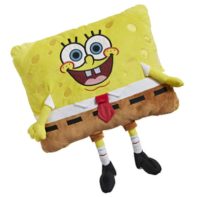 Pillow Pets Spongebob Squarepants plush shown ready for bed and cozy reading.