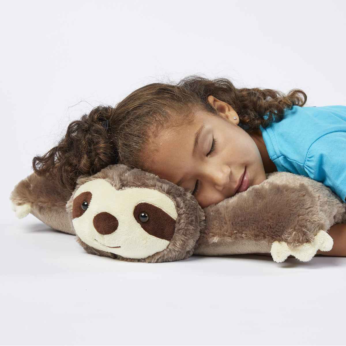 Sunny Sloth opens to a pillow for travel and naps by Pillow Pets.