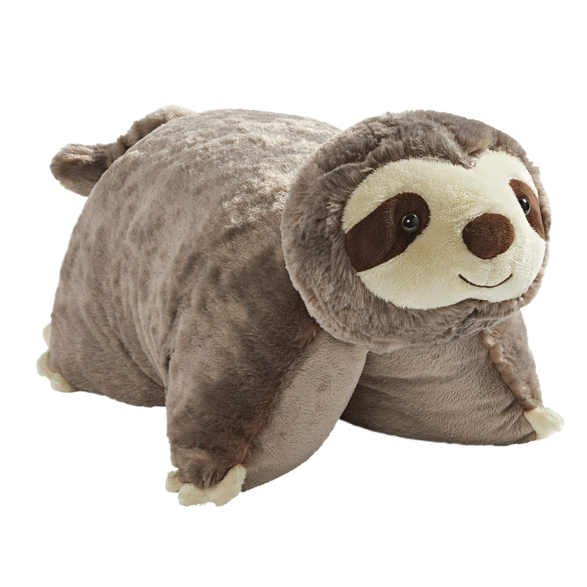 Pillow Pets Sunny Sloth plush with soft fabric ideal for cuddling.
