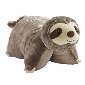 Pillow Pets Sunny Sloth plush with soft fabric ideal for cuddling.