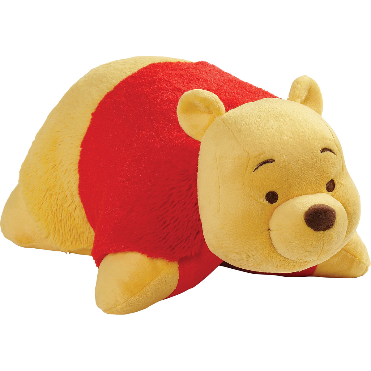Pillow Pets Winnie the Pooh plush with belly that unfolds into a pillow for travel and sleep.