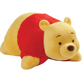 Pillow Pets Winnie the Pooh plush with belly that unfolds into a pillow for travel and sleep.