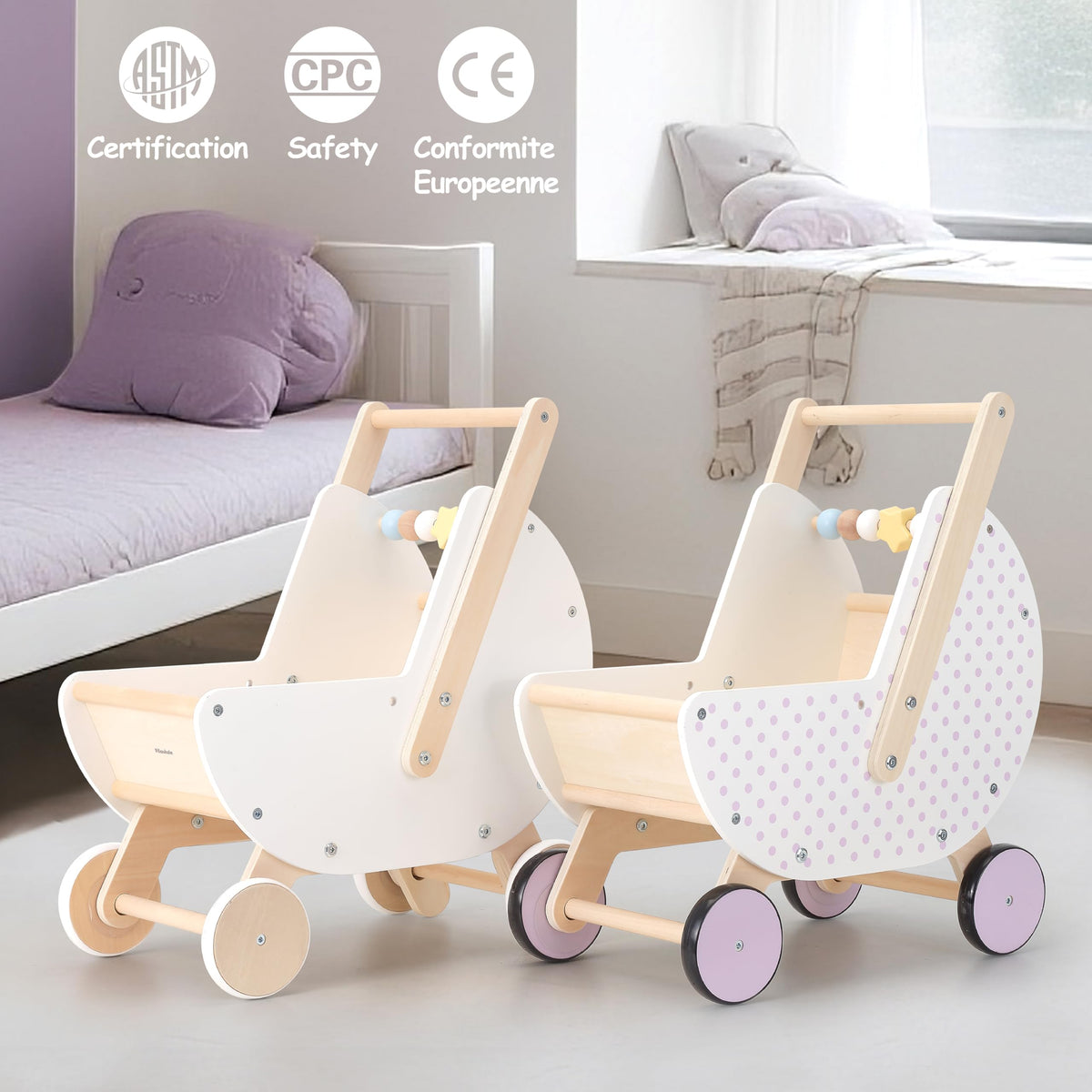 Pillowhale doll stroller in use invites imaginative play and pretend shopping.