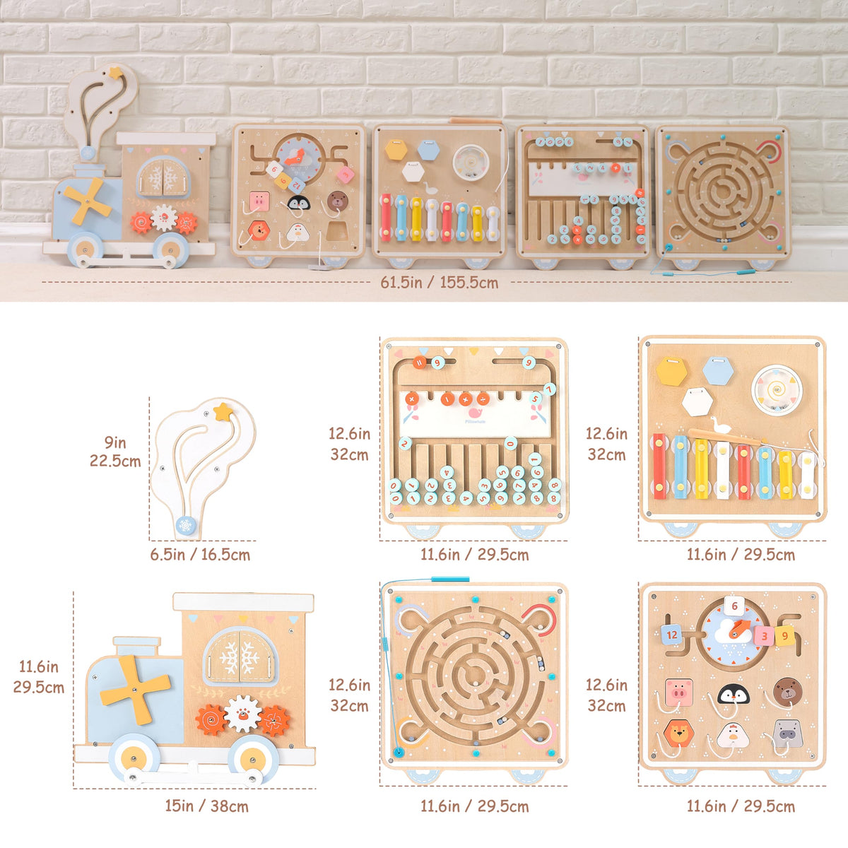 Pillowhale Train Wall Busy Board xylophone section for musical play